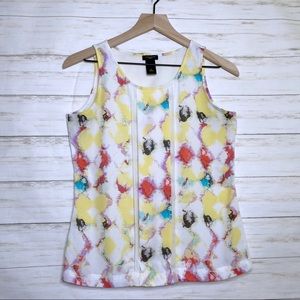 Ann Taylor Multicolor Abstract Mix Media Tank Top - XS